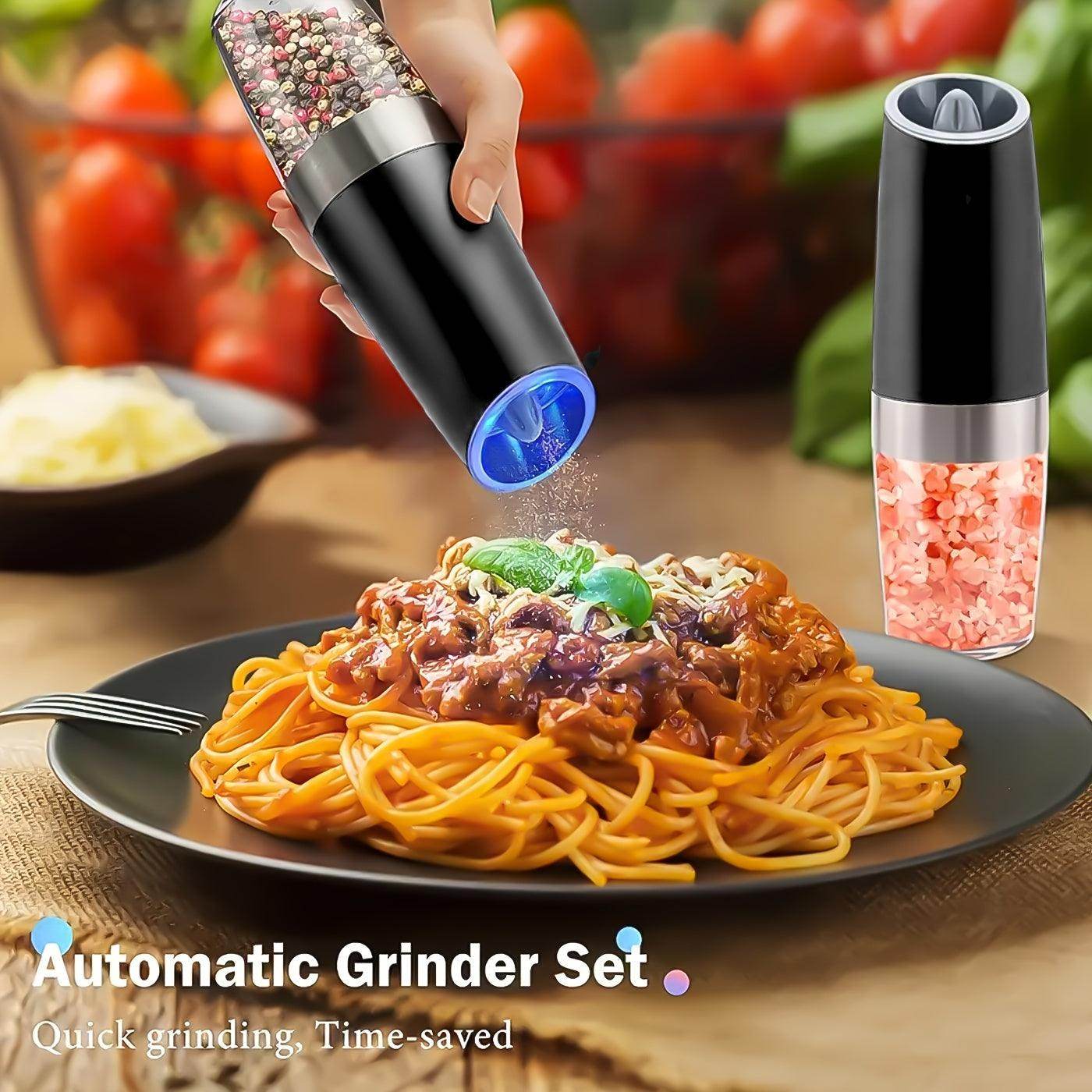2pcs Gravity-Powered Electric Salt & Pepper Grinder Set - My Store