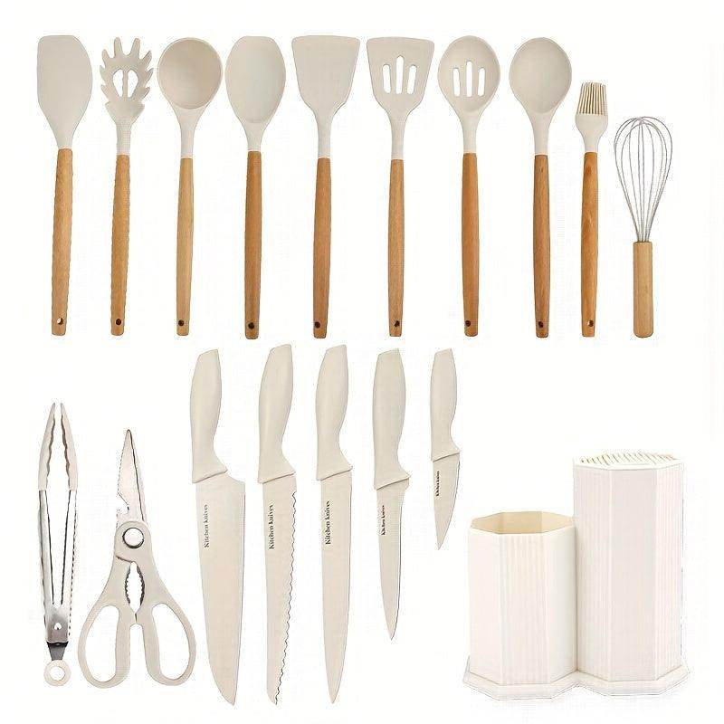 19pcs Silicone Kitchenware Set, Storage Bucket - My Store