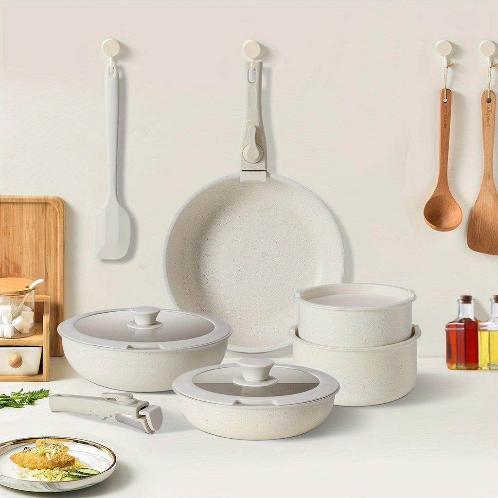 12-Piece Nonstick Kitchen Cookware Set, Beige - My Store