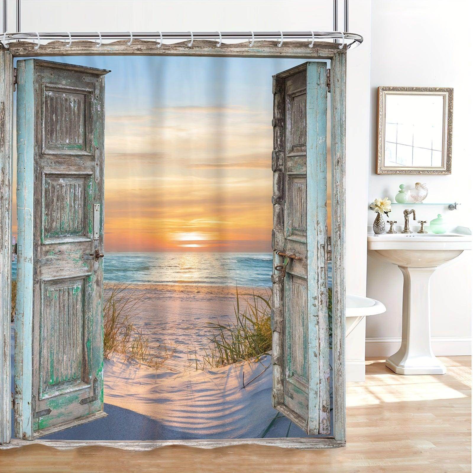 Beach Barn Door Shower Curtain - My Store