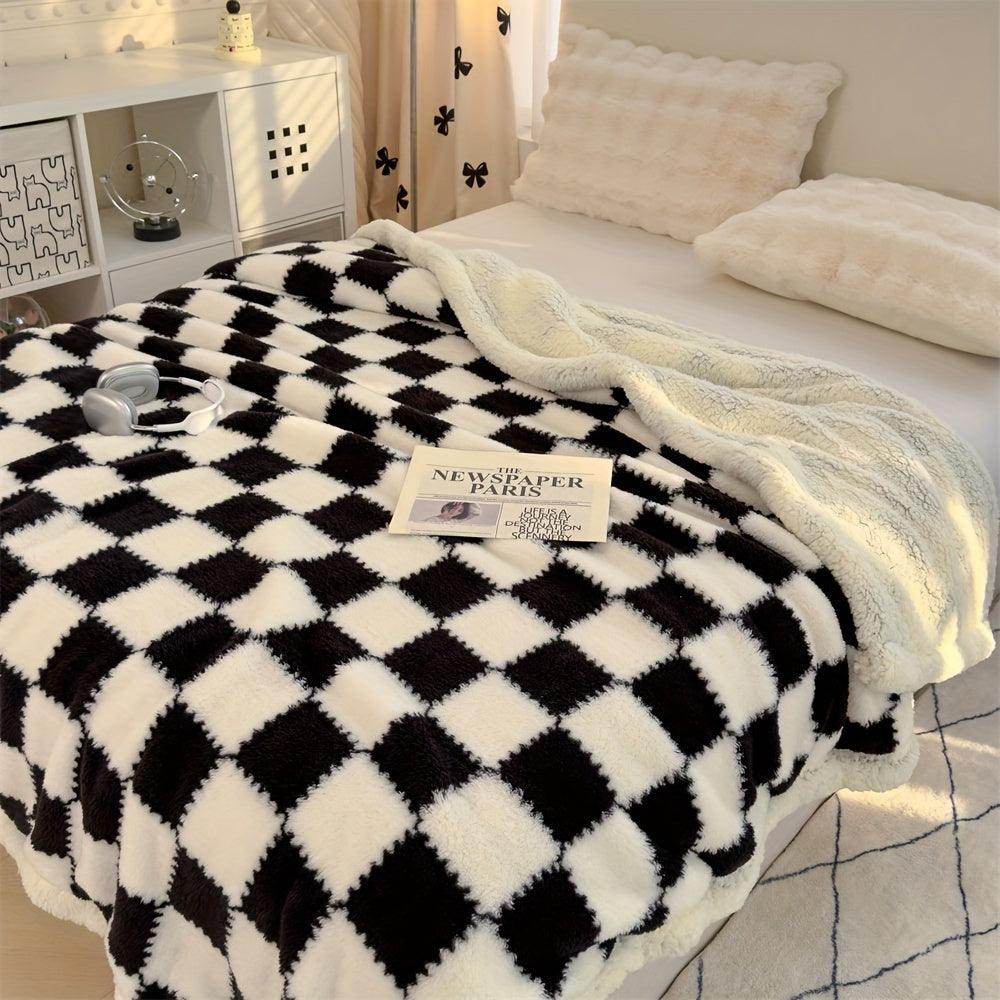 Charming Checkered Plush Fleece Blanket - My Store