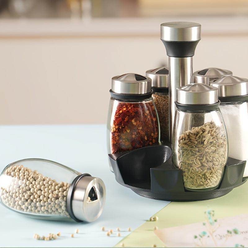 360° Revolving Spice Rack with 6 Glass Jars - My Store