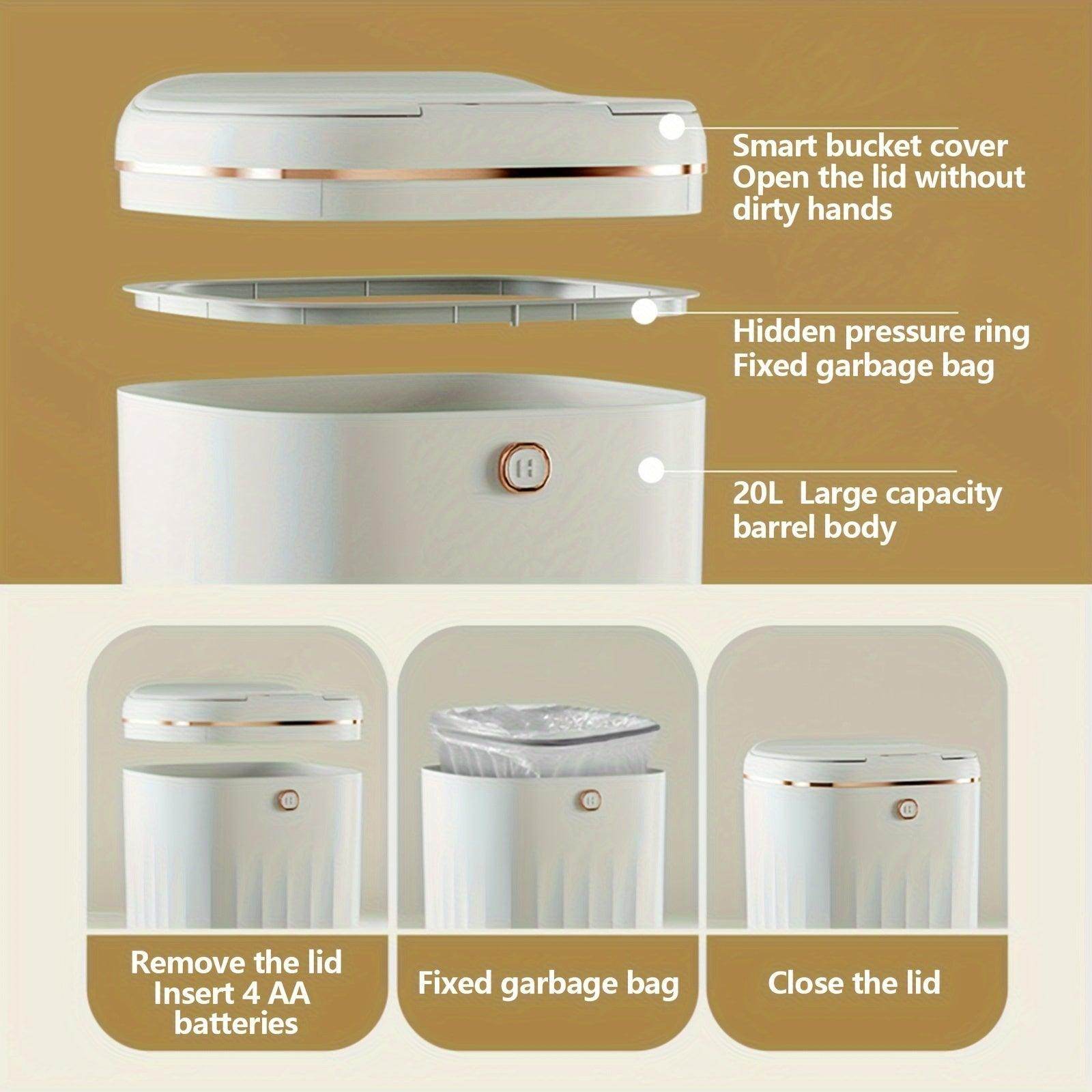 White/Cream Smart Trash Can - My Store