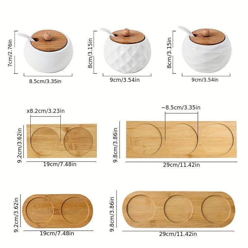 Elegant Ceramic Spice Jars with Wooden Lids & Spoons - My Store