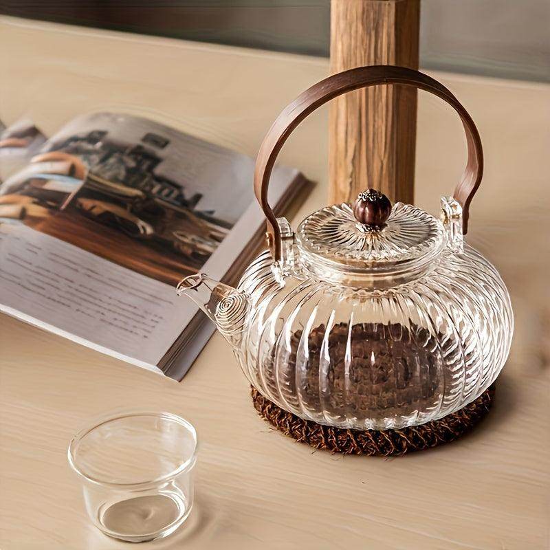 Glass Teapot with Infuser - Wooden Handle - My Store