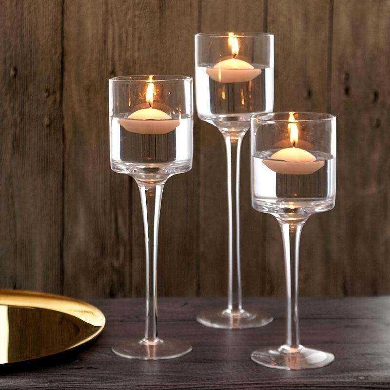 Set of 3 Clear Glass Candle Holders - My Store