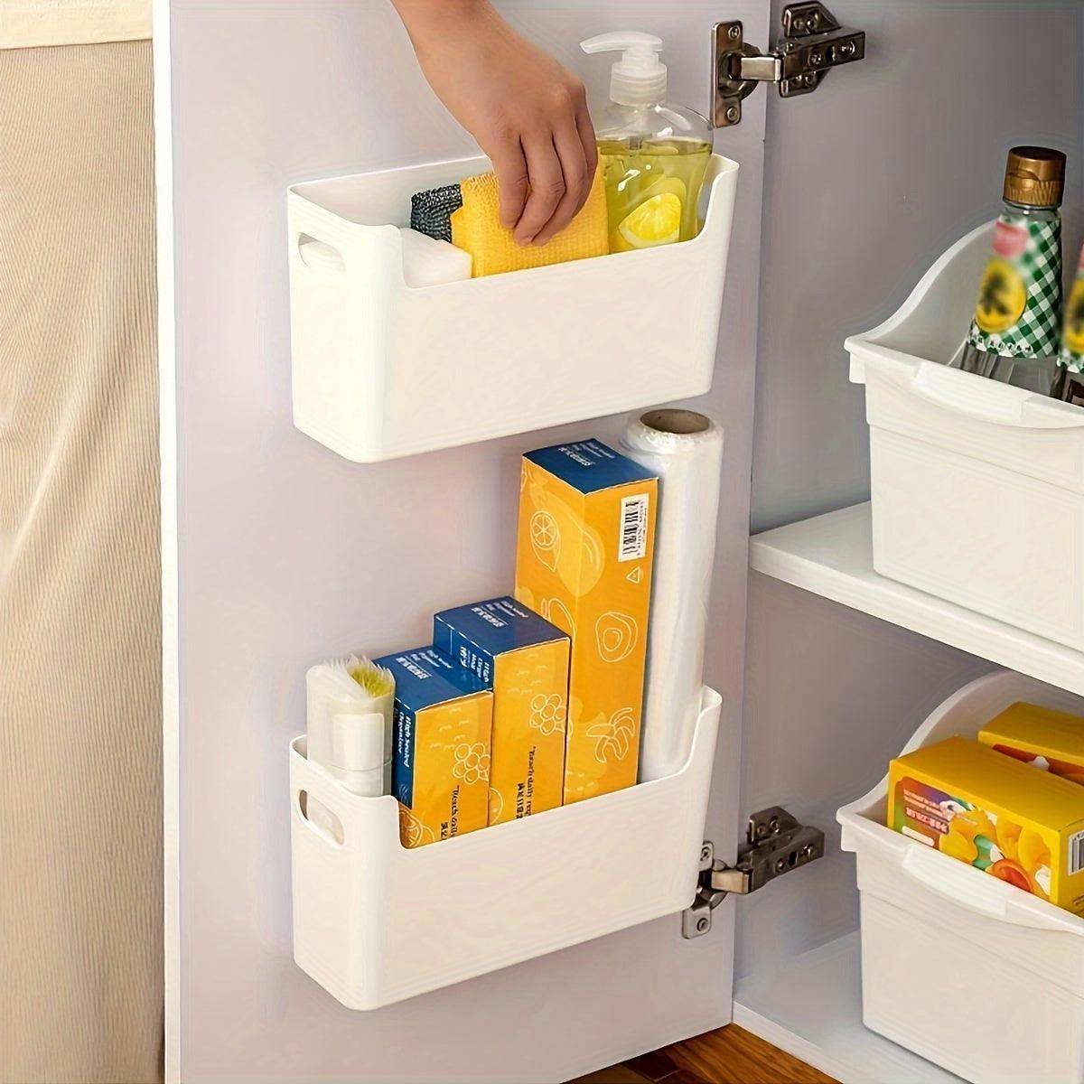 Space-Saving Kitchen Cabinet Door Organizer Bins with Hooks - My Store