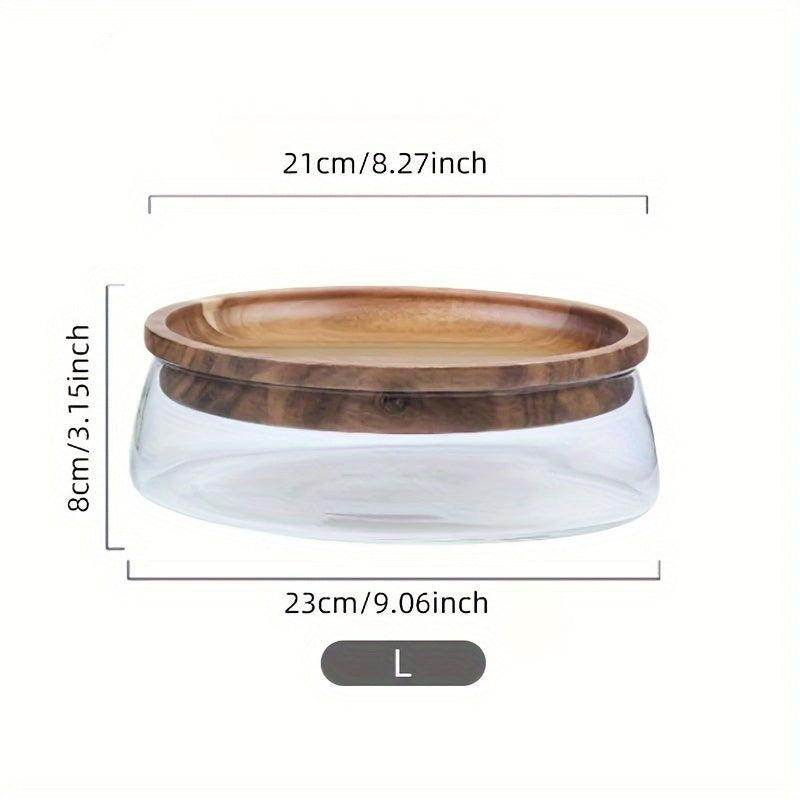 Double Layer Wooden Tray with Glass Bowl & Wooden Lid - My Store