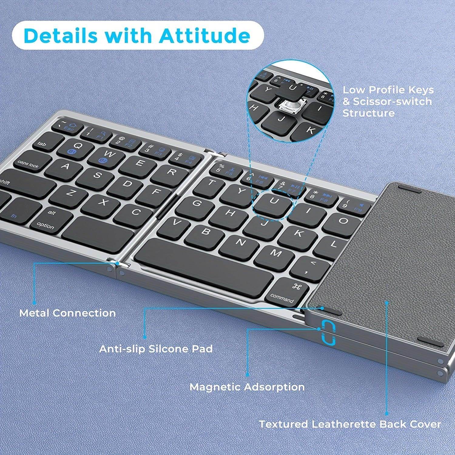 Foldable Wireless Keyboard with Touchpad – Compact & Rechargeable - My Store