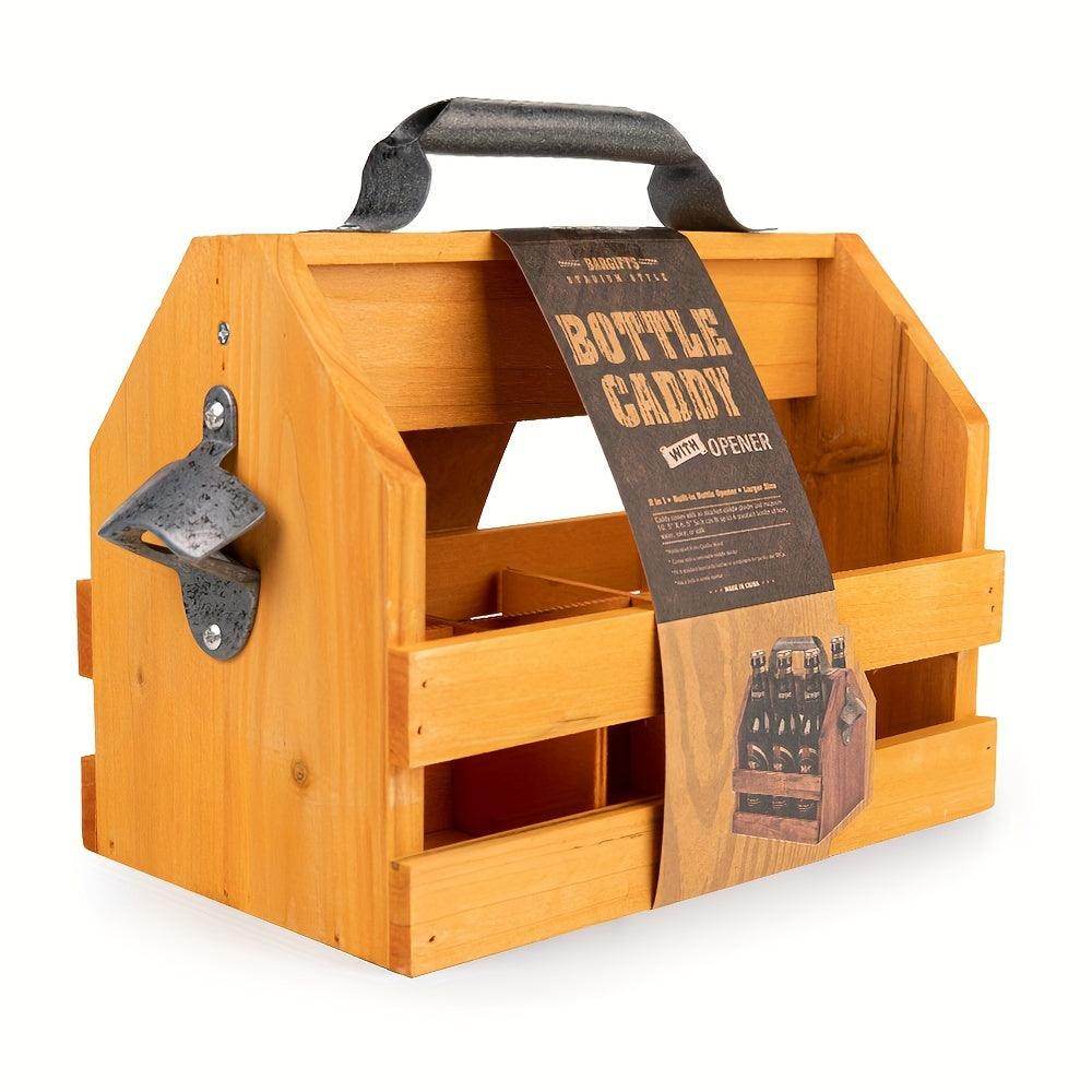 Tabletop Wooden Wine Rack with Metal Opener - My Store