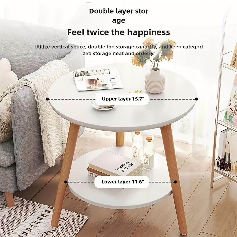 1pc Modern White Wooden Side Table with Tripod Base - My Store