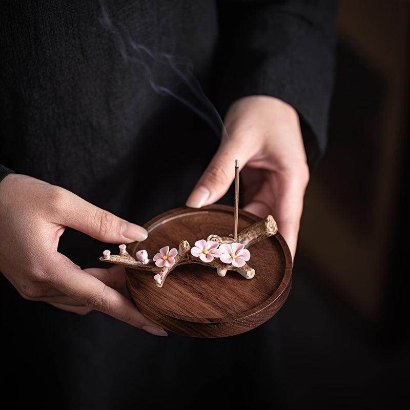 Handcrafted Ceramic Plum Blossom Incense Holder - My Store