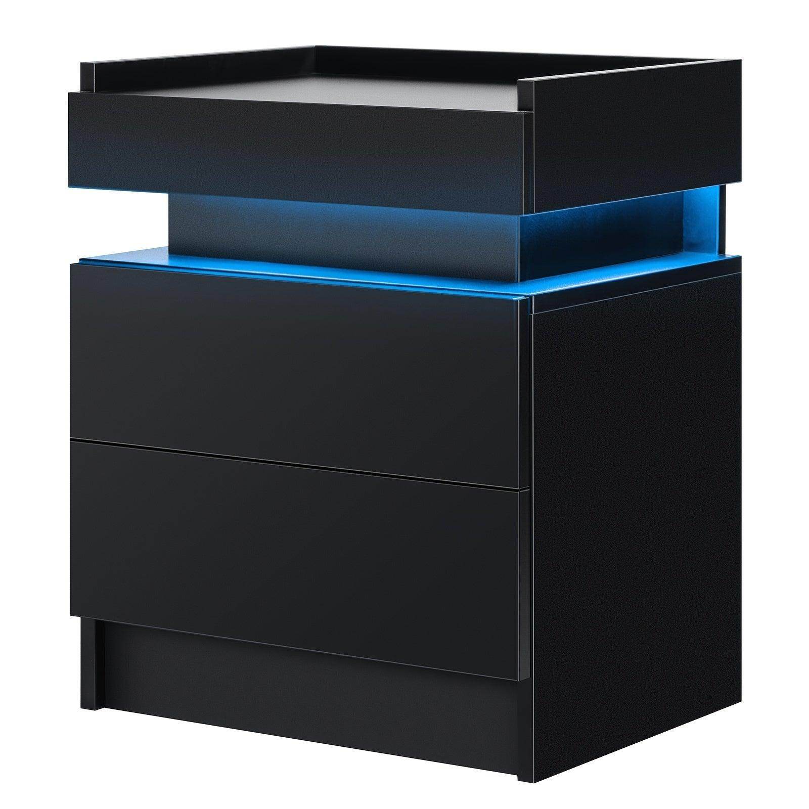 Modern LED Nightstand with High Gloss Drawers - My Store