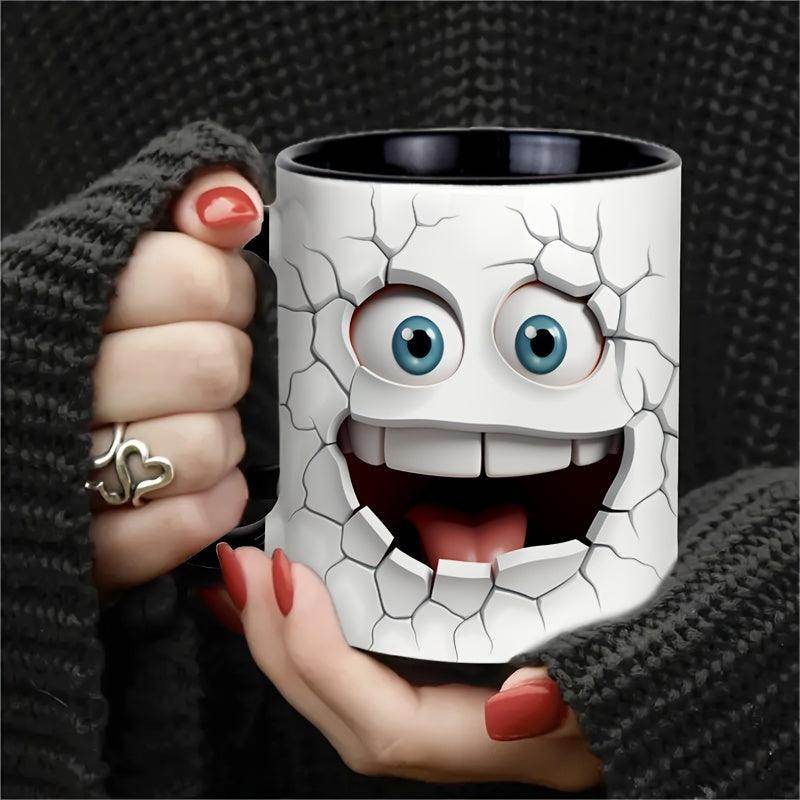 Smiling Face Break Through Ceramic Coffee Mug - 11oz - My Store