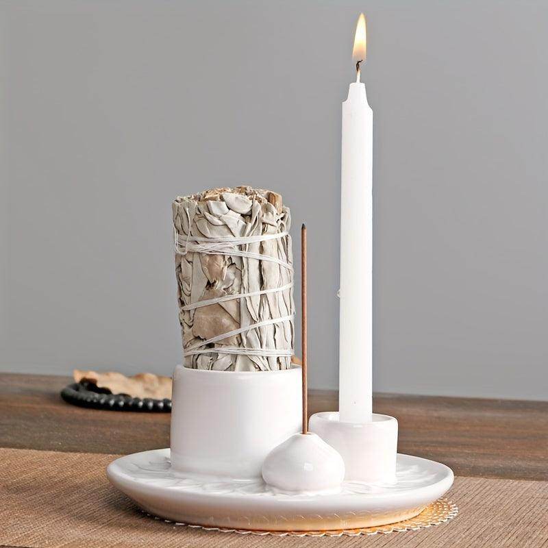 Morandi-Inspired Ceramic Candle & Incense Holder - My Store