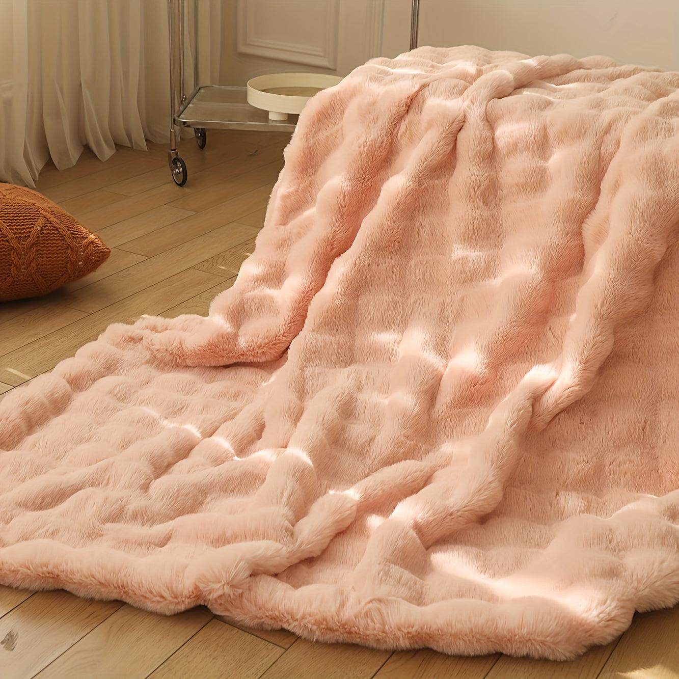 Faux Rabbit Fleece Throw Blanket – Soft & Warm for All Seasons - My Store