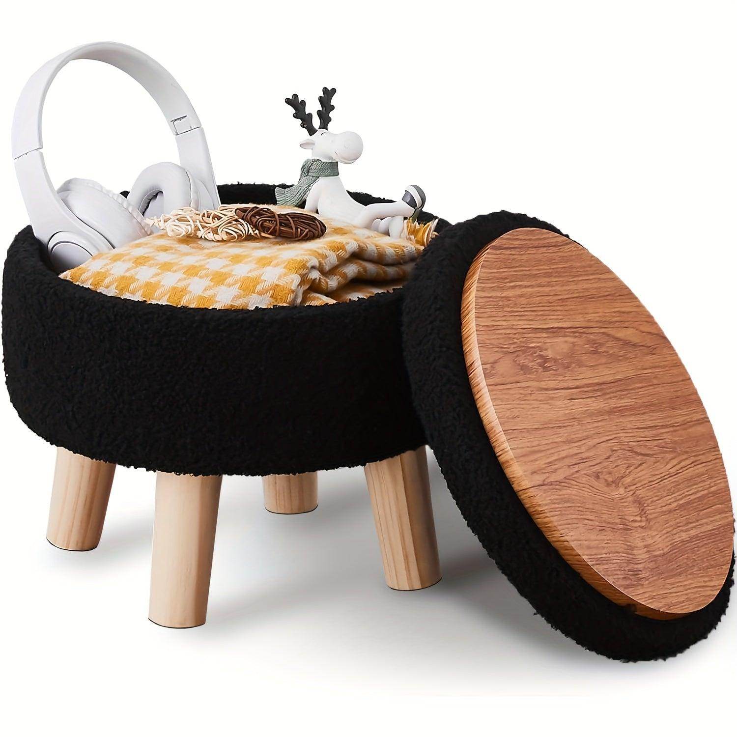 Modern Round Velvet Footrest Ottoman - My Store