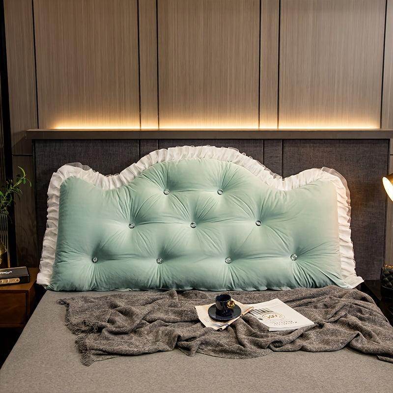 1pc Luxury Velvet Bed Headrest with Lace Trim - My Store