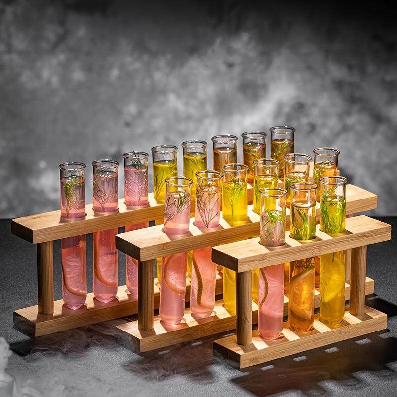 Wooden Test Tube Cocktail Glass Set - My Store