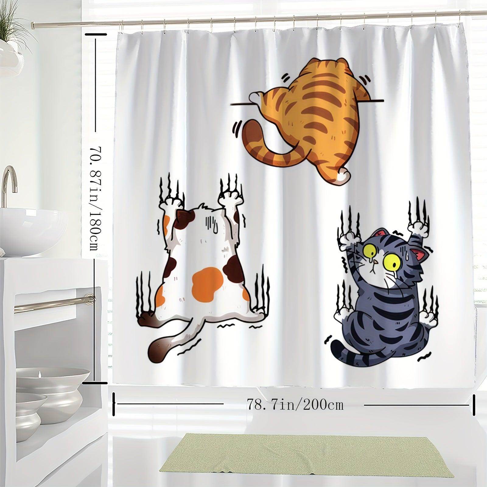 Cartoon Climbing Cats Shower Curtain - My Store