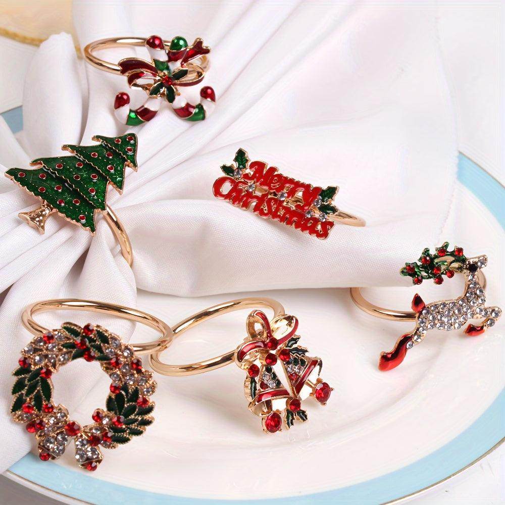 6pcs Elegant Golden Napkin Rings - Versatile Table Decor for Christmas - My Store