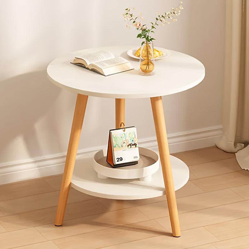 1pc Modern White Wooden Side Table with Tripod Base - My Store
