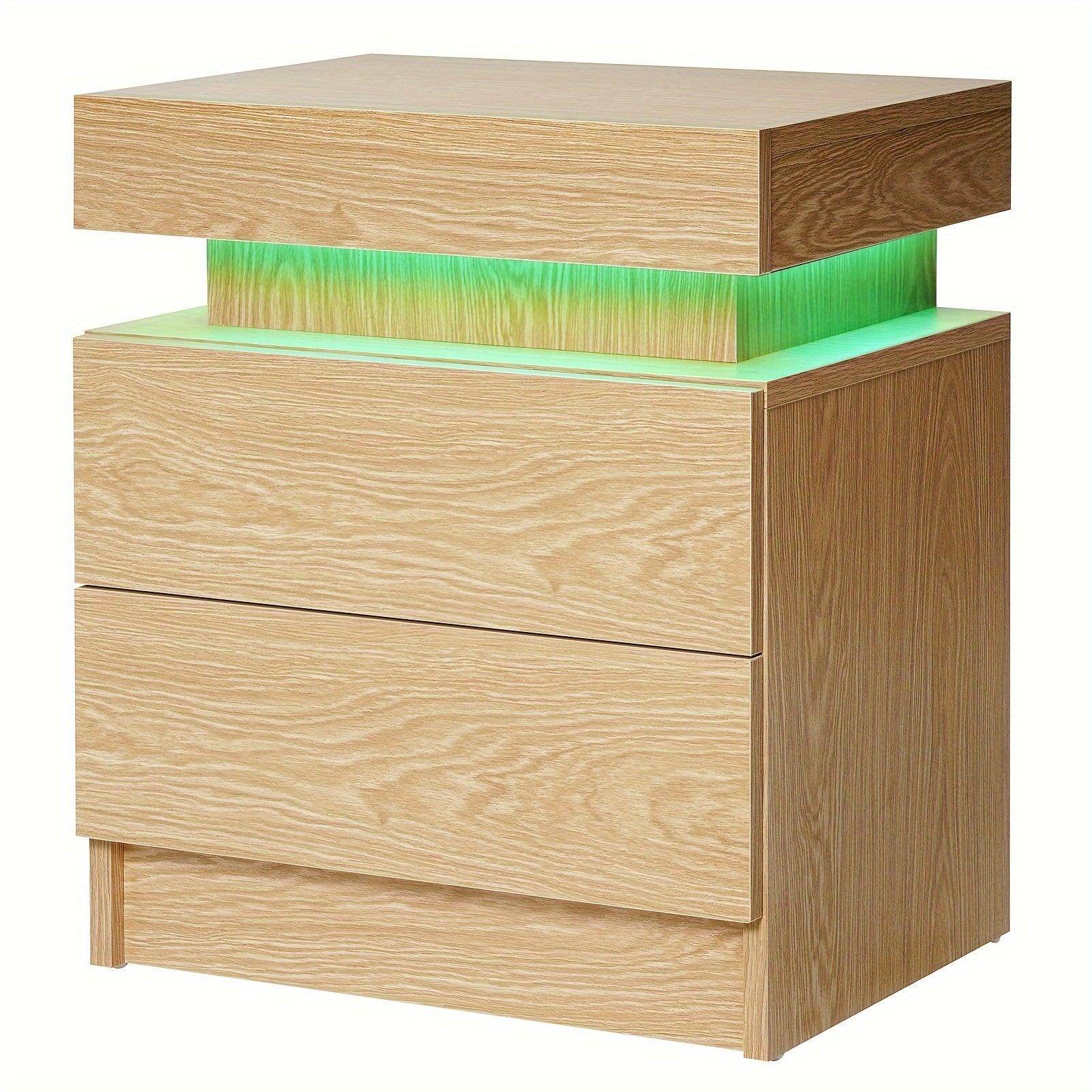 Modern LED Nightstand with High Gloss Drawers - My Store