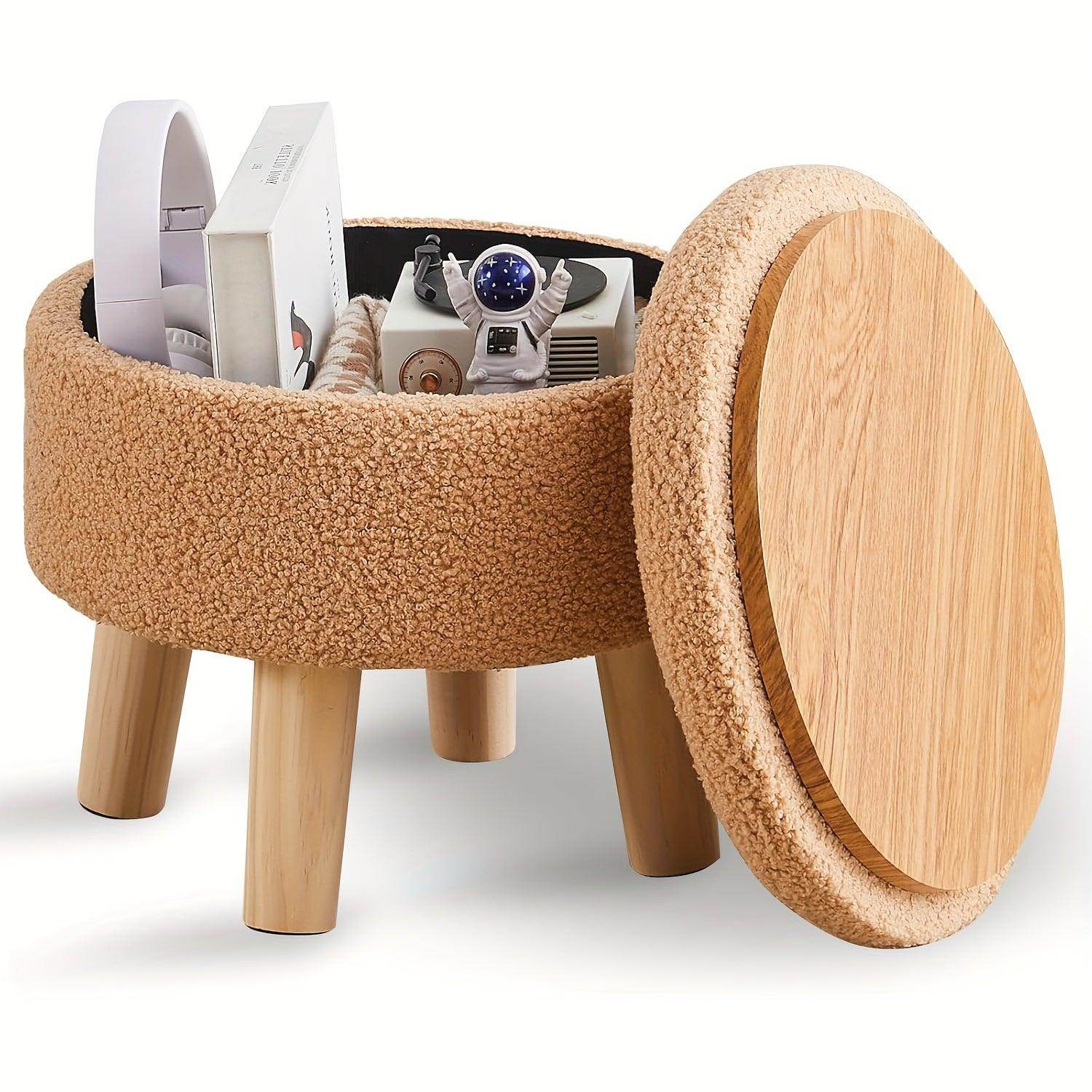 Modern Round Velvet Footrest Ottoman - My Store