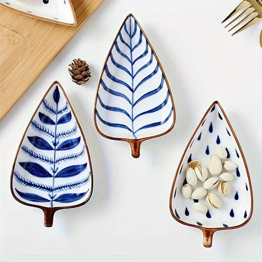 Ceramic Leaf-Shaped Snack Tray Set (4-Pieces) - My Store