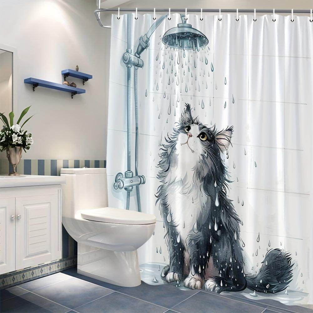 Cat Water-Resistant Polyester Shower Curtain - My Store