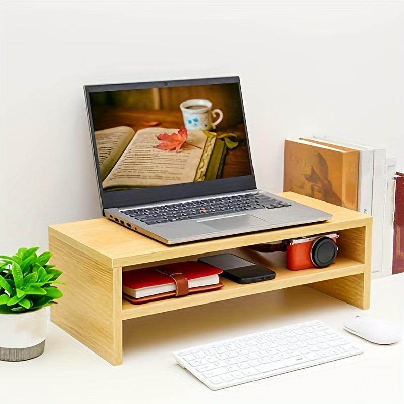 Wooden Laptop Riser Desk Organizer with Monitor Stand - My Store