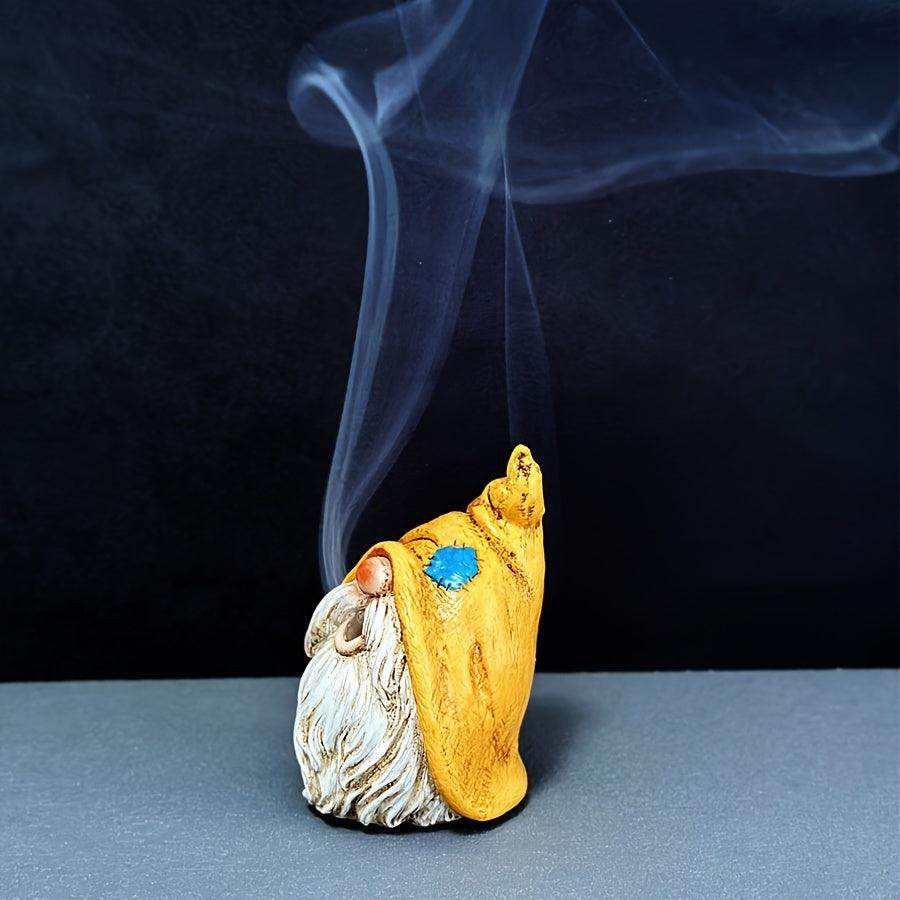 Christmas Gnome Resin Incense Burner with Tweezers - Fragrance-Free, Creative Elf Design for Home & Office Decor, Perfect Holiday Gift - My Store
