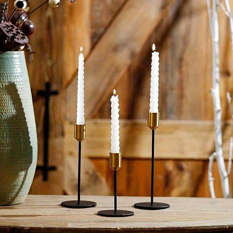 3-Piece Brass & Black Cone Candlestick Set - My Store