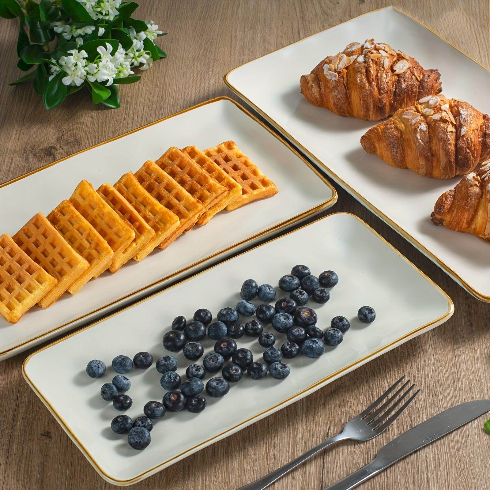 Ocean Series Stoneware Serving Trays Set (3pcs) - My Store