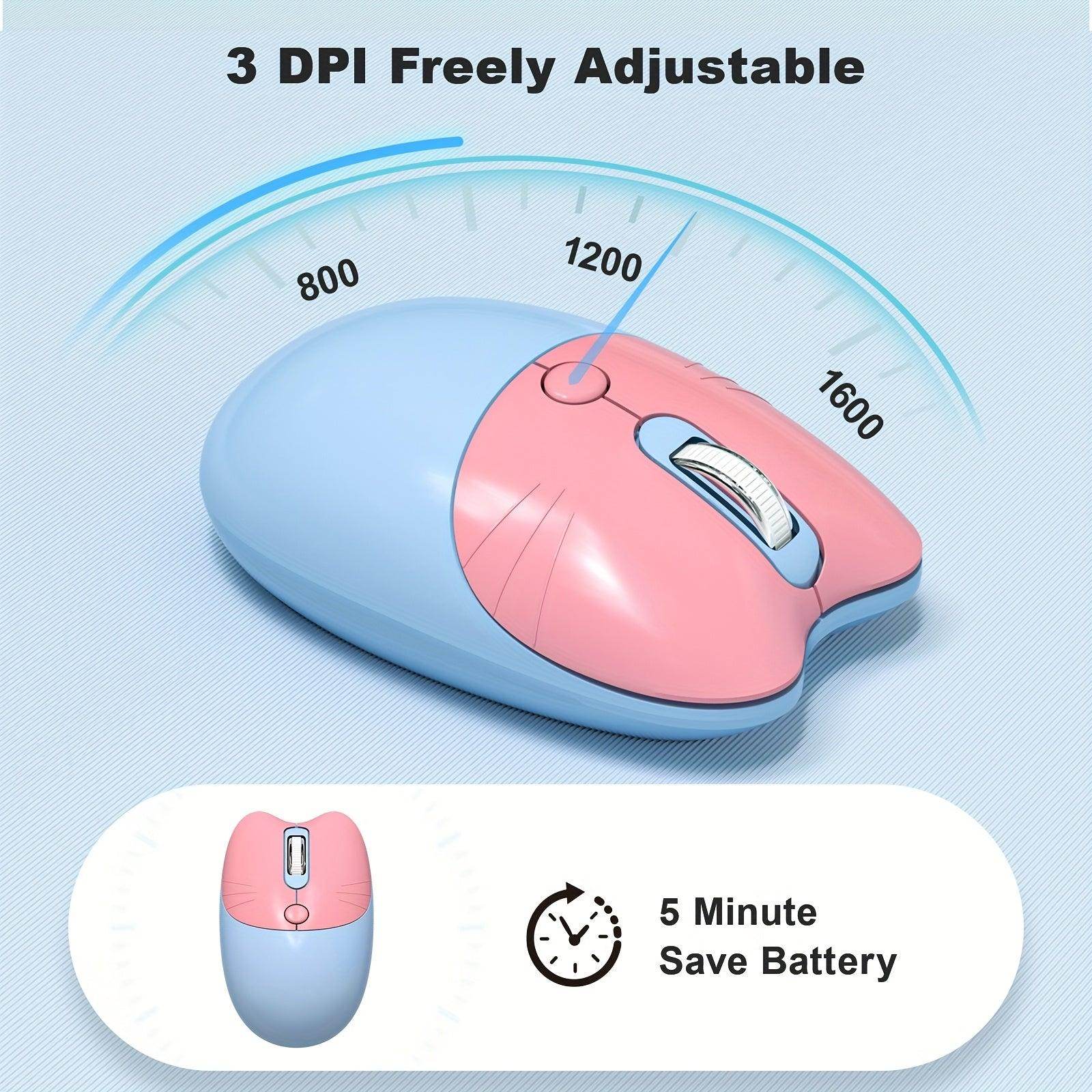 Milk Tea Retro Typewriter Keyboard and Cute Cat Shape Mouse Combo - My Store