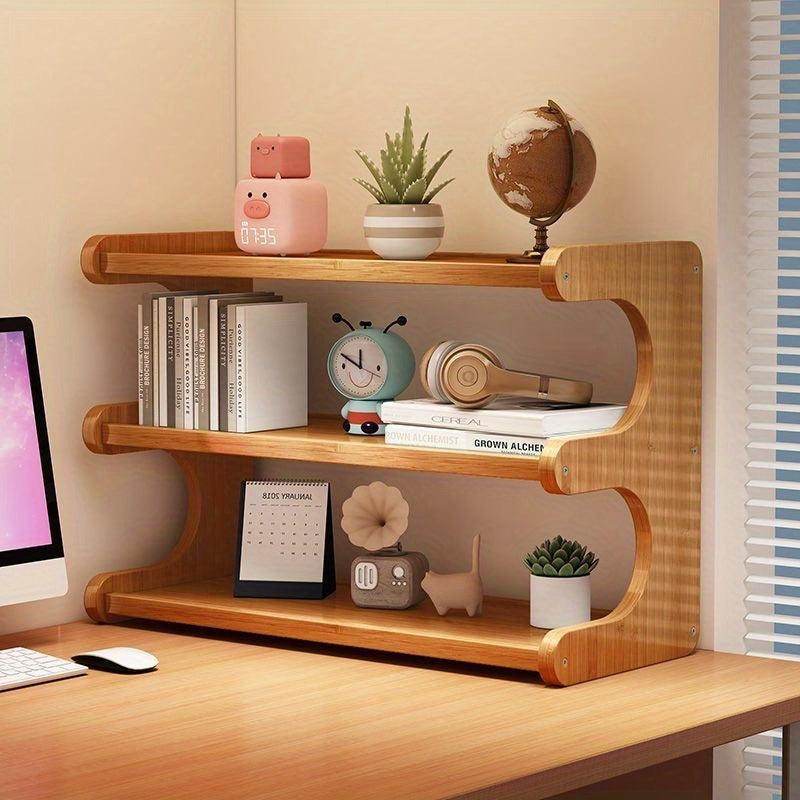 Multi-Tier Rectangular Wooden Desk Organizer Shelf - My Store