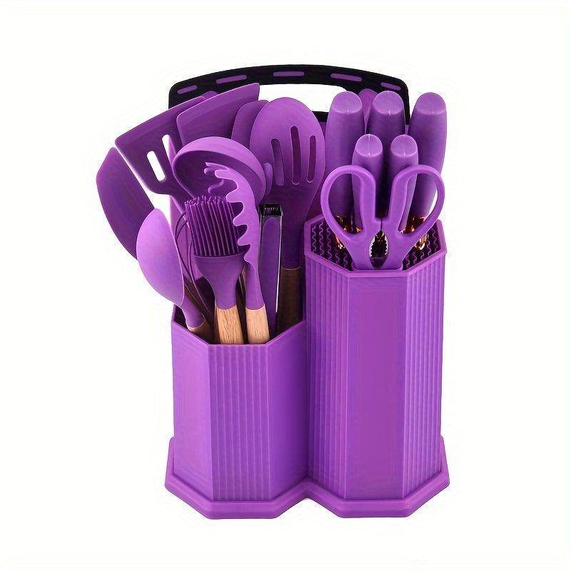 19pcs Silicone Kitchenware Set, Storage Bucket - My Store