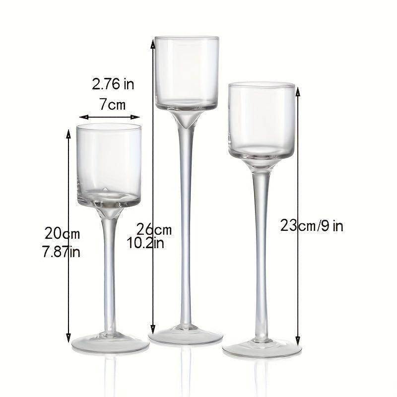 Set of 3 Clear Glass Candle Holders - My Store