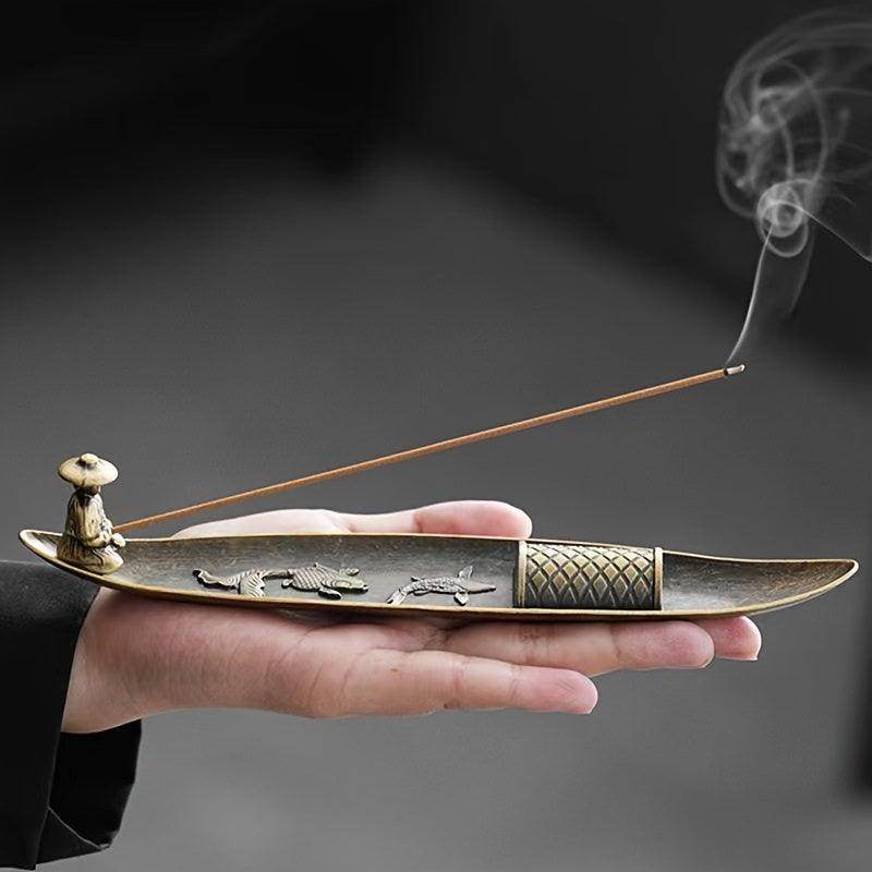 Traditional Boat-Shaped Metal Incense Burner - My Store