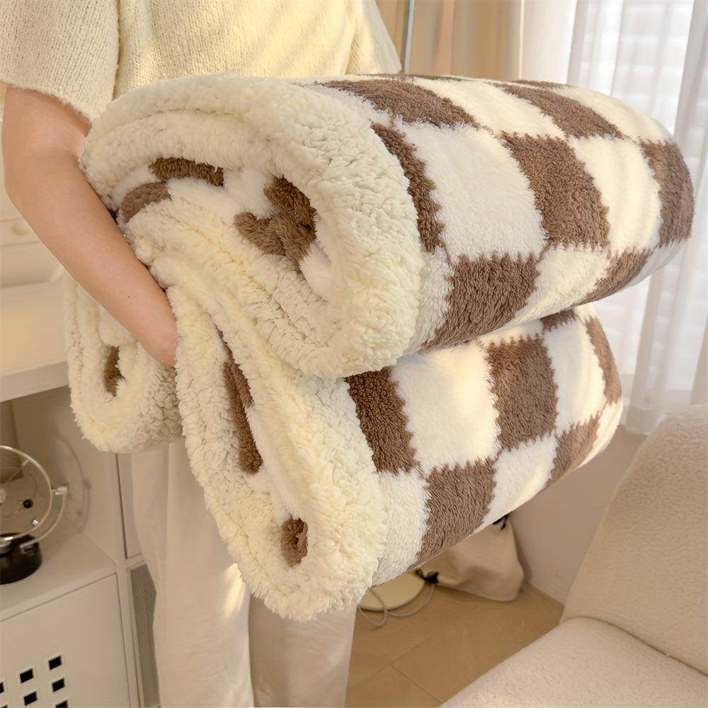 Charming Checkered Plush Fleece Blanket - My Store