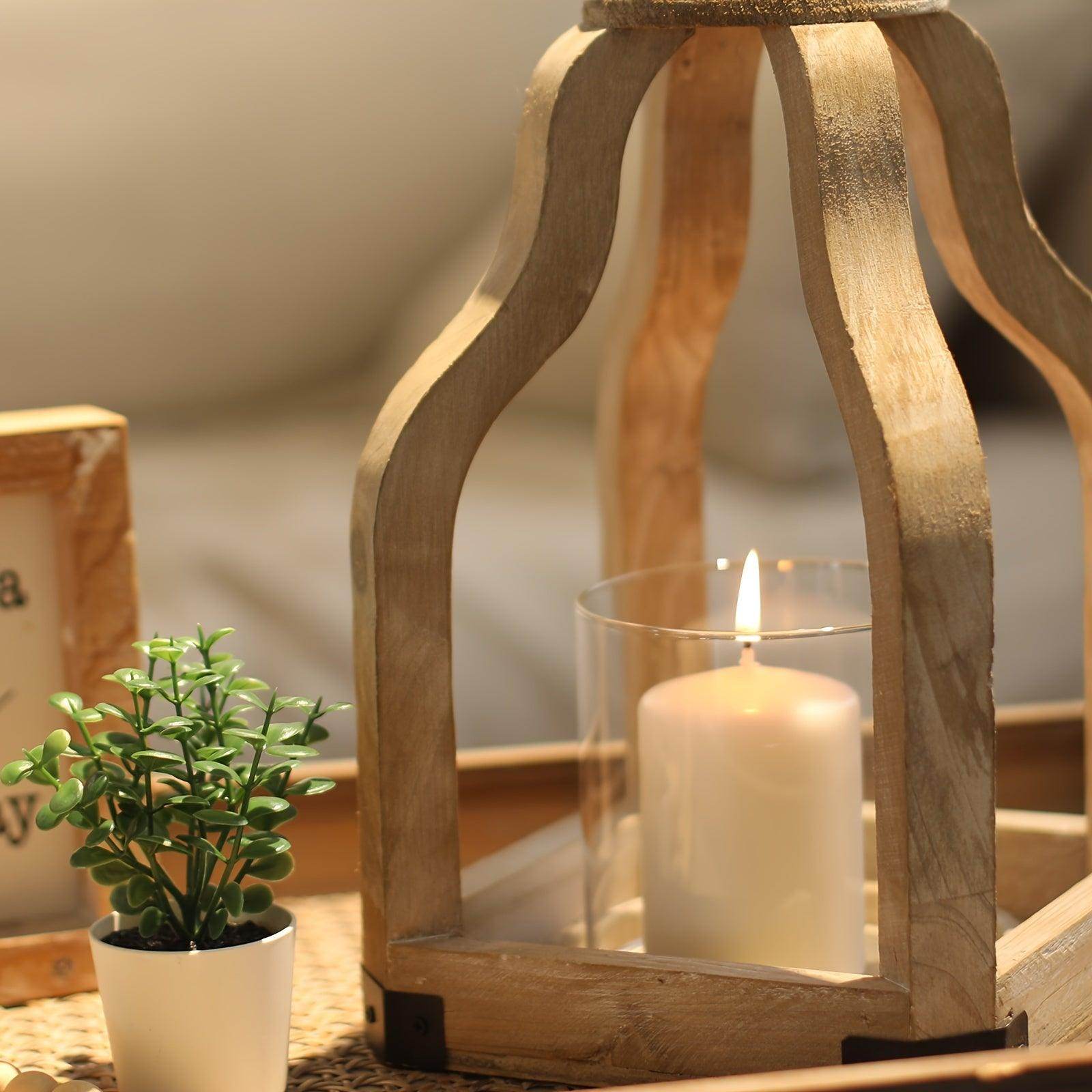 Rustic Farmhouse Wood Candle Lantern - My Store
