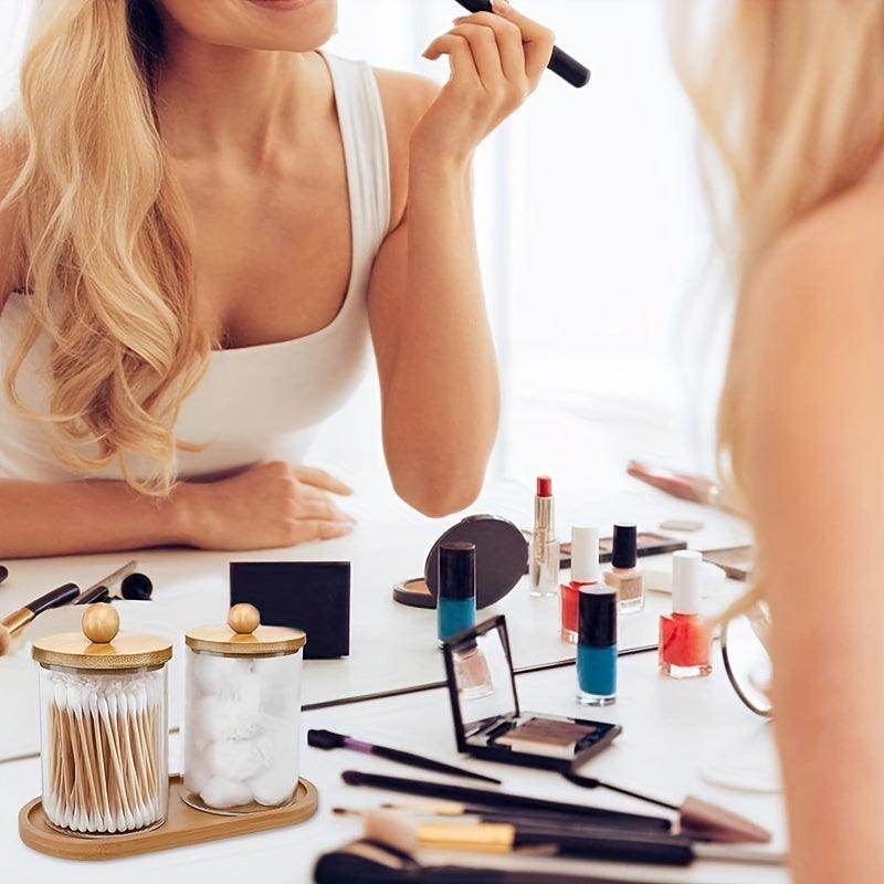 Bamboo-Lid Bathroom Organizer Set - My Store