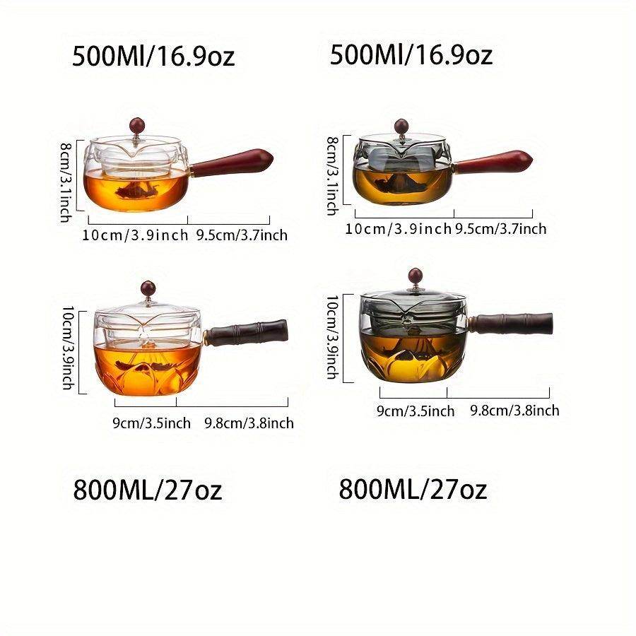 360-Degree Rotating Glass Teapot with Side Handle - 500ml - My Store
