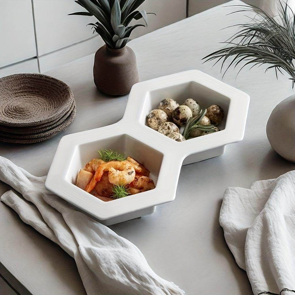 Nordic 2-Compartment Ceramic Serving Platter - My Store