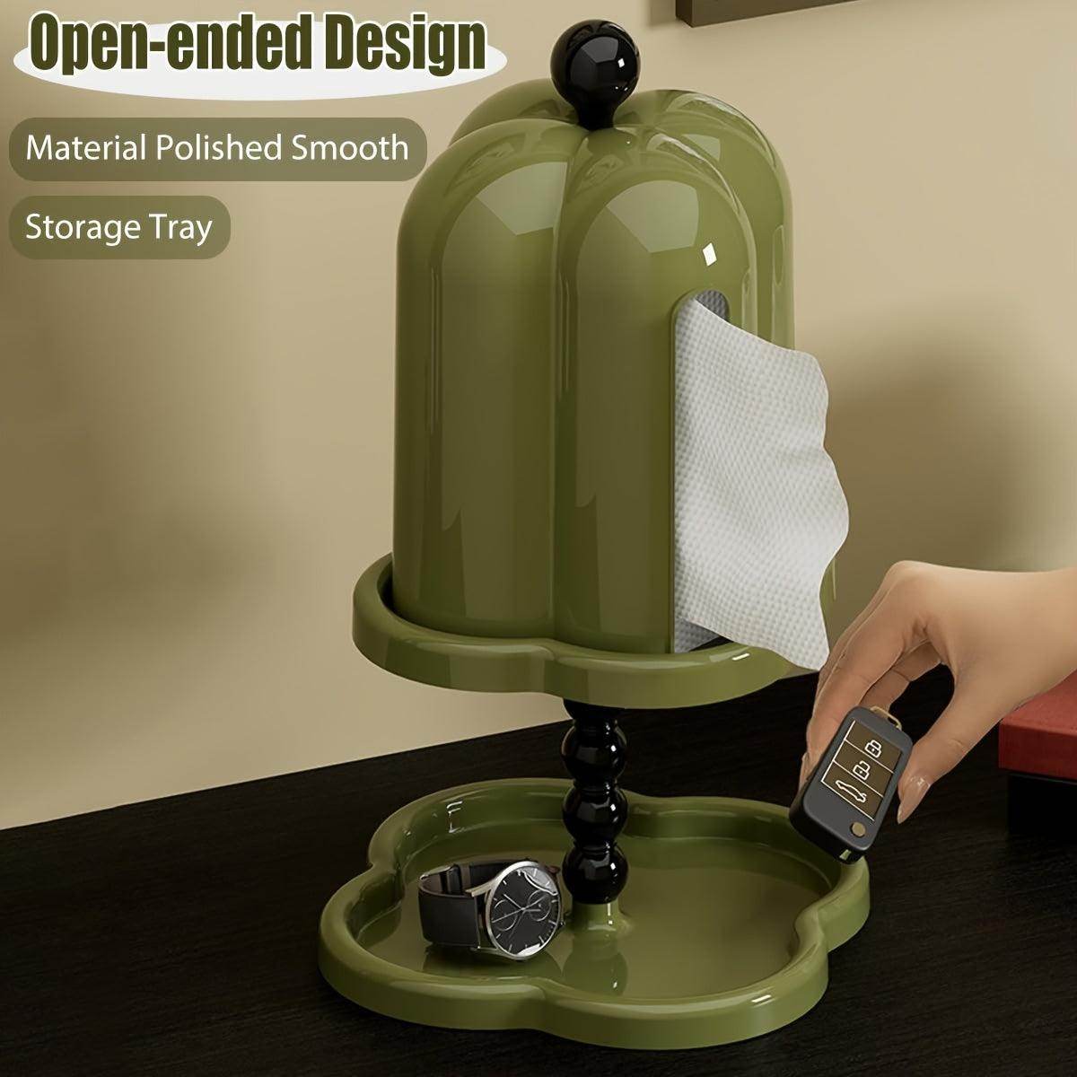 Green Retro Tissue Box with Storage Tray - My Store