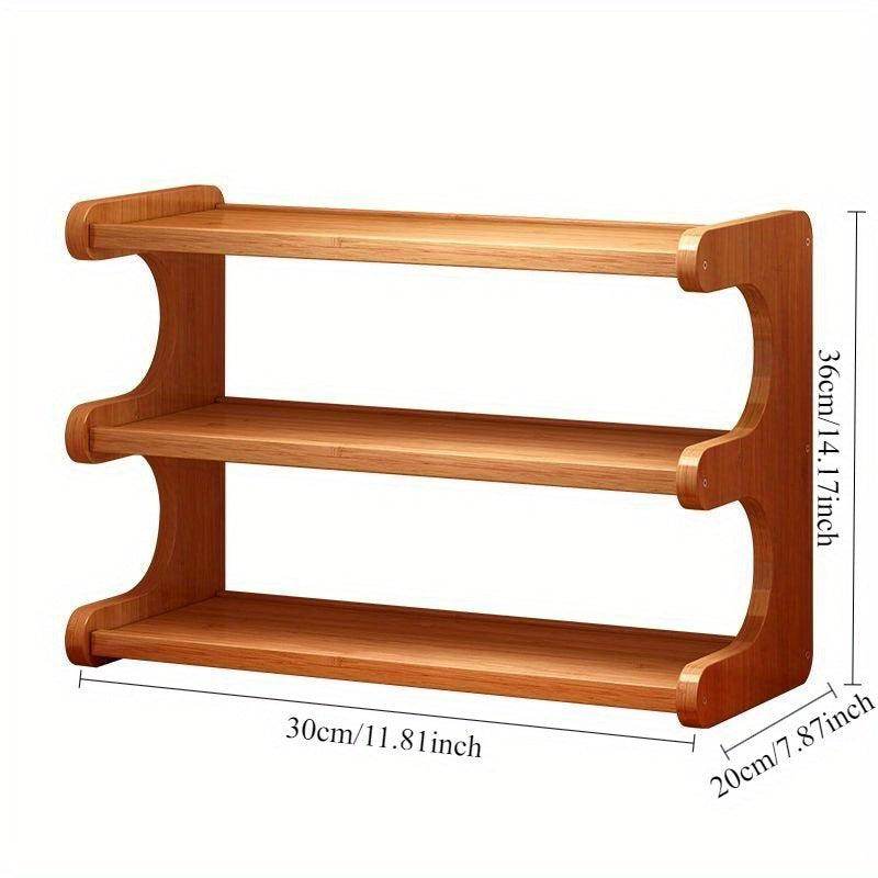 Multi-Tier Rectangular Wooden Desk Organizer Shelf - My Store