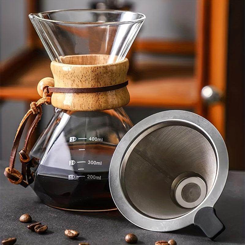 Pour-Over Glass Coffeemaker with Reusable Stainless Steel Filter - My Store