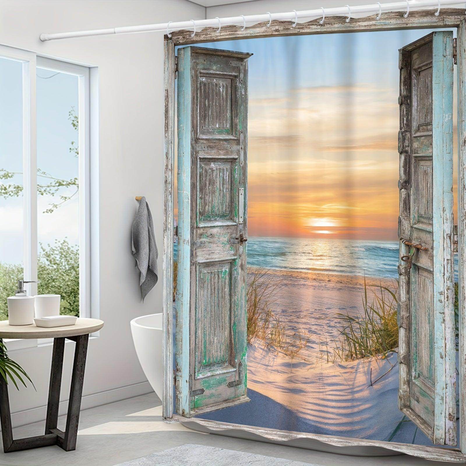 Beach Barn Door Shower Curtain - My Store