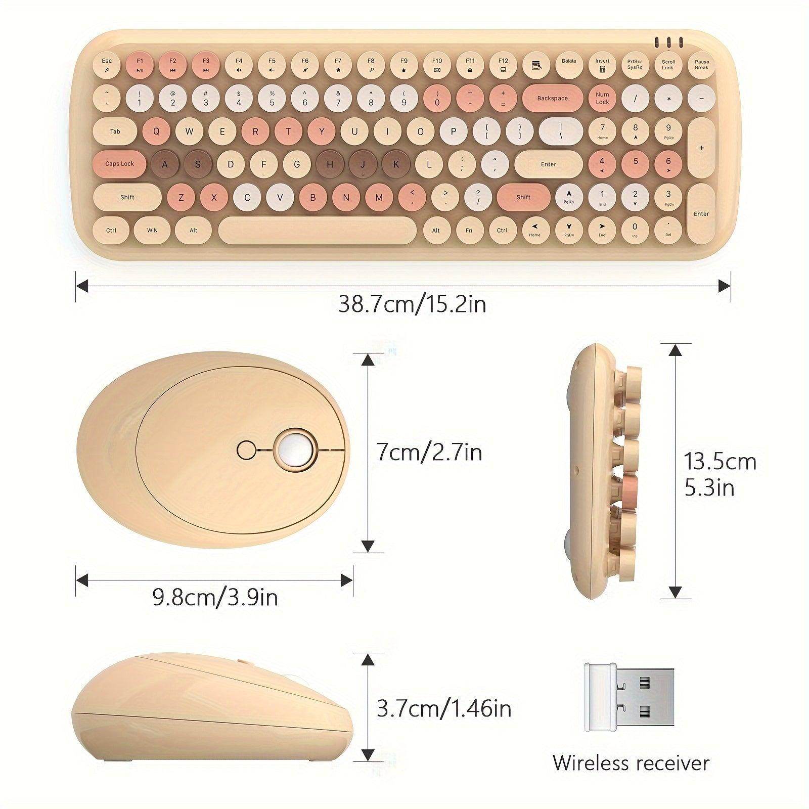 Milk Tea Retro Typewriter Keyboard and Cute Cat Shape Mouse Combo - My Store