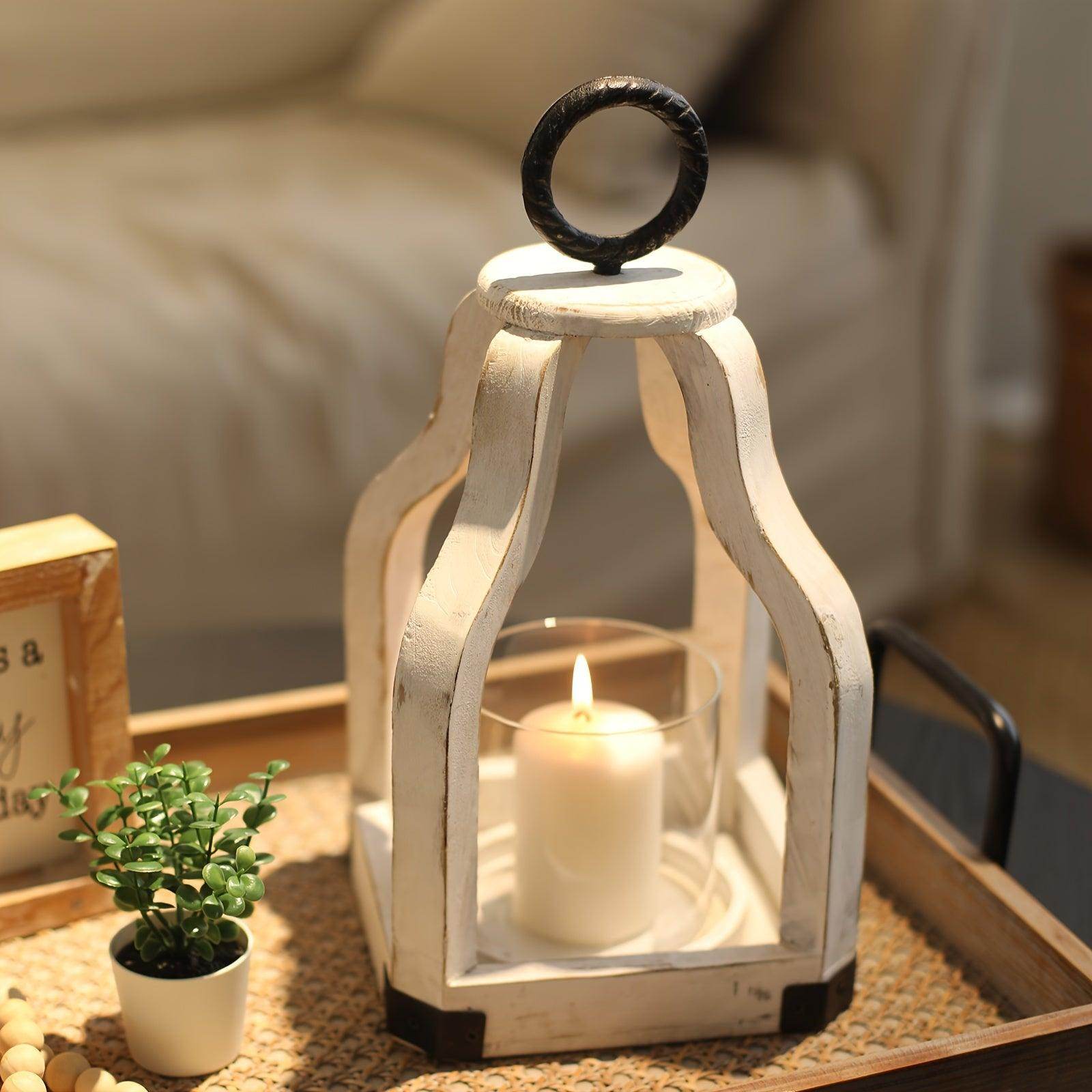Rustic Farmhouse Wood Candle Lantern - My Store